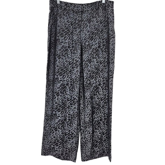 Equipment Animal Print Flare Pants In Black Women's 12 Silk Relaxed Boho Party - Picture 1 of 9
